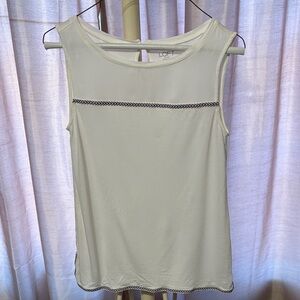 LOFT Women's Cream Tank Top with Black Trim